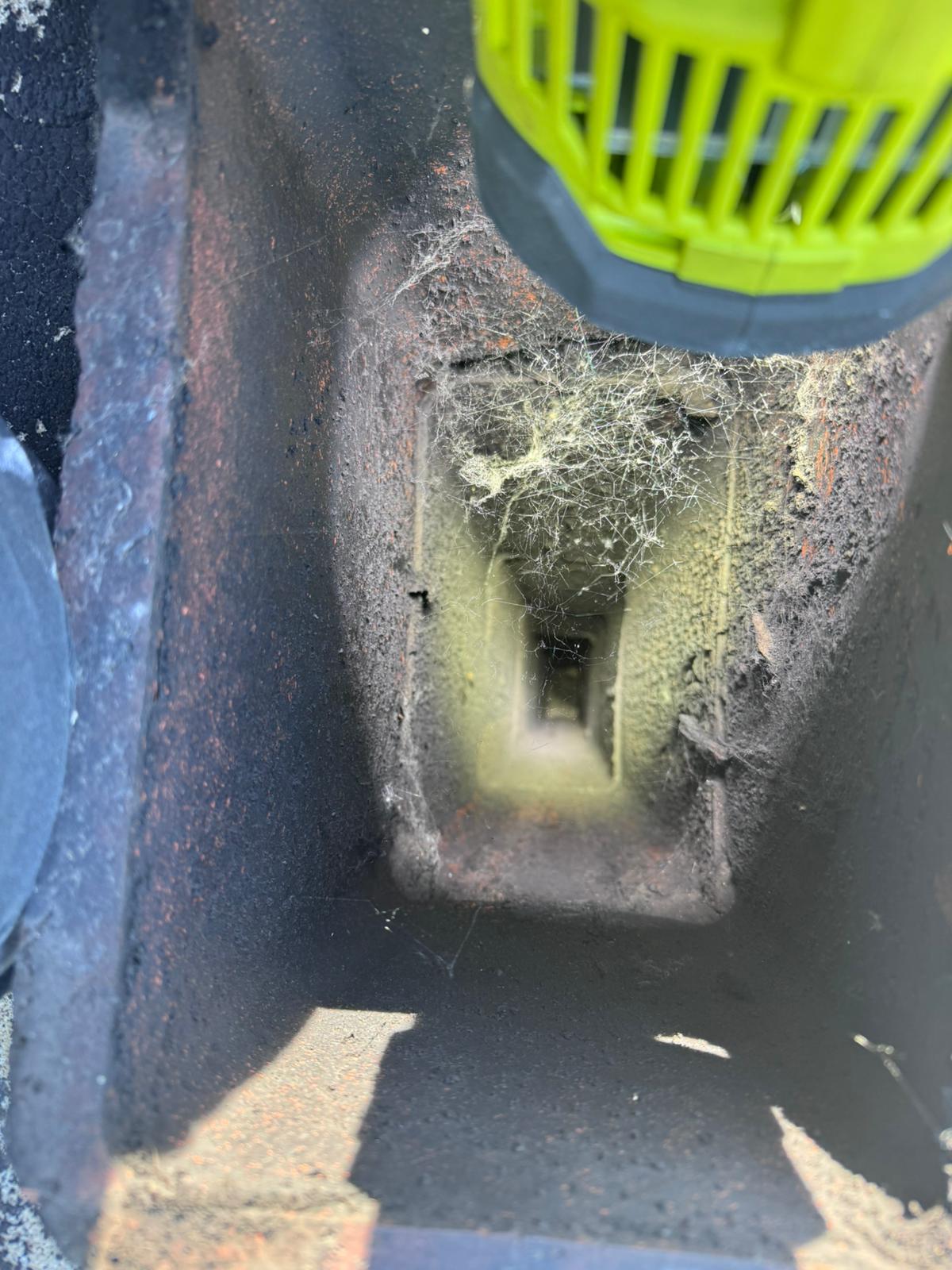 Dirty air duct before cleaning